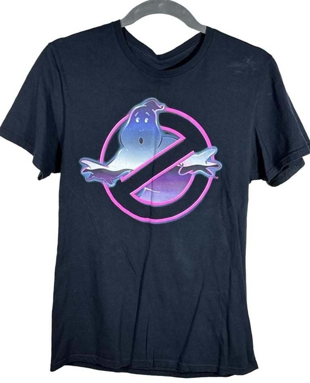 Ghostbusters Neon Ghost Logo Graphic T-Shirt Size S Black